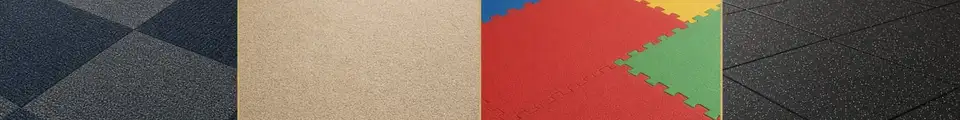 من اليسار: موكيت بلاط، موكيت رول، فوم، ربر
